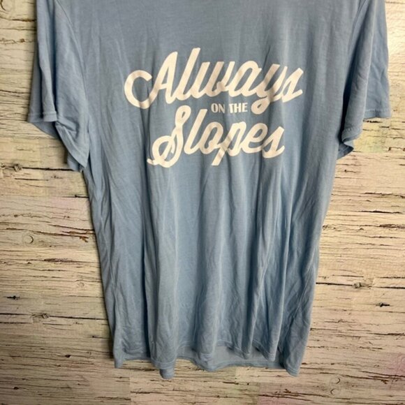 Show Me Your MuMu Blue and White Short Sleeve Tee - always on the slopes medium - Picture 2 of 8